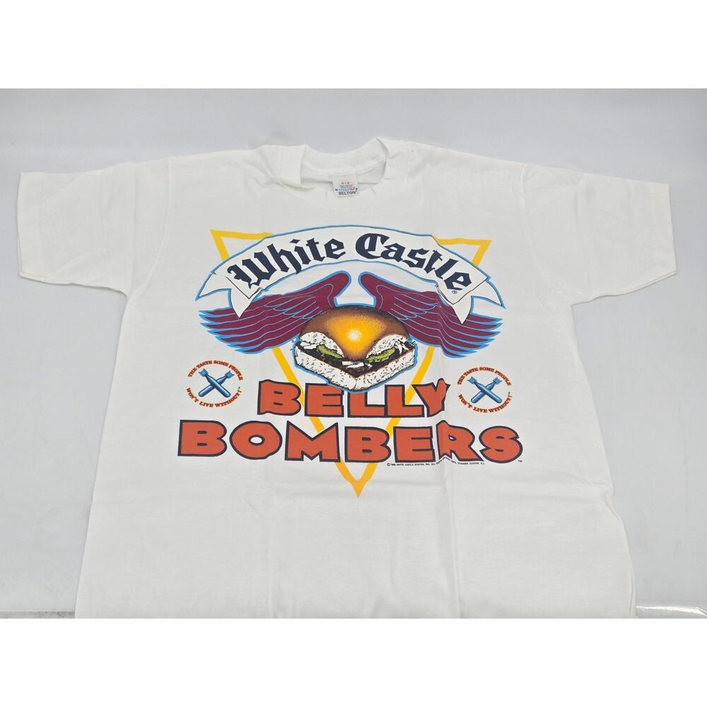 Vintage White Castle Tough TEE T-Shirt Belly Bombers 1989 XL 80s